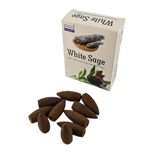 Арома-конусы с обратным потоком - White Sage Backflow Dhoop Cones, Darshan (Белый Шалфей)