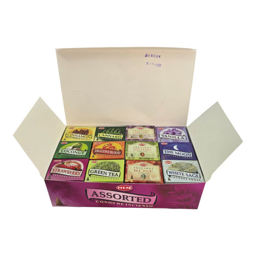 Набор пыльцевых благовоний арома-конусы - Assorted Perfumed Incense №2, Масала HEM (Конусы в ассортименте, 480 шт.)