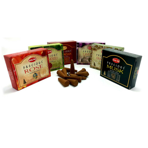 Набор пыльцевых благовоний арома-конусы - Precious Assorted Perfumed Incense Cones, Масала HEM