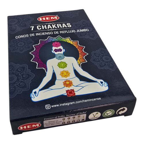 Арома-конусы с обратным потоком - 7 Chakras Jumbo Backflow Dhoop Cones, HEM (7 Чакр)