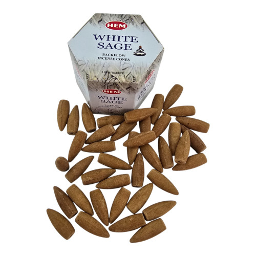 Арома-конусы с обратным потоком - White Sage Backflow Dhoop Cones, HEM (Белый Шалфей)