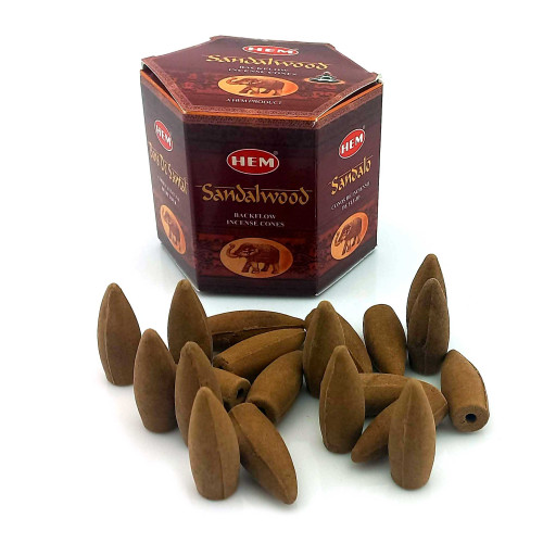 Арома-конусы с обратным потоком - Sandalwood Dhoop Cones, HEM (Сандаловое дерево)