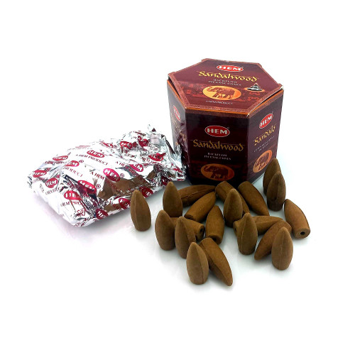 Арома-конусы с обратным потоком - Sandalwood Dhoop Cones, HEM (Сандаловое дерево)