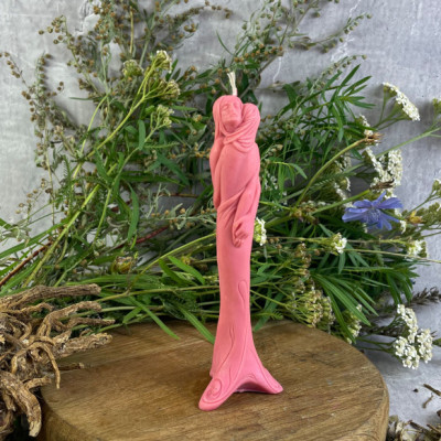 Восковая розовая свеча - Стелла любви (13,5 см)