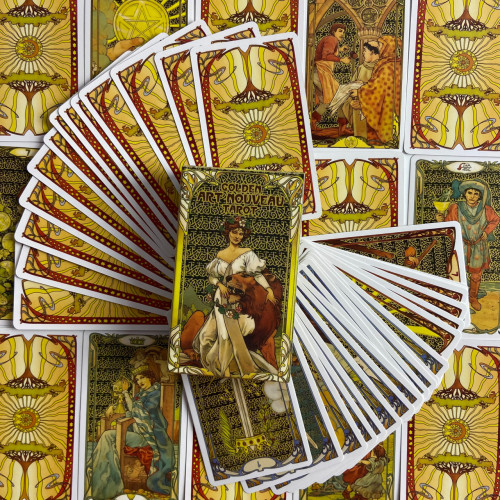 Карты Таро - Золотое таро Райдера Уэйта Ар Нуво, уменьшенная (Golden Art Nouveau Tarot) Карты Таро - Золотое таро Райдера Уэйта Ар Нуво, уменьшенная (Golden Art Nouveau Tarot)