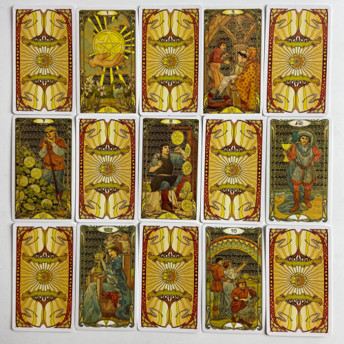 Карты Таро - Золотое таро Райдера Уэйта Ар Нуво, уменьшенная (Golden Art Nouveau Tarot) Карты Таро - Золотое таро Райдера Уэйта Ар Нуво, уменьшенная (Golden Art Nouveau Tarot)
