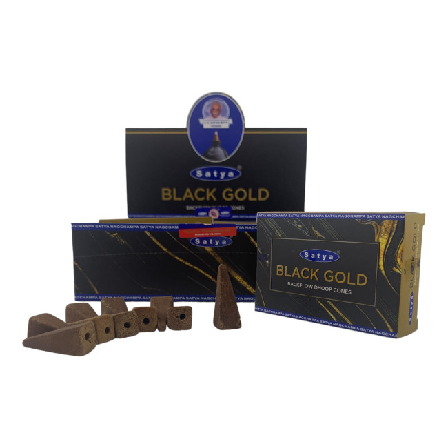 Арома-конуси зі зворотним потоком - Black Gold Backflow Dhoop Cones, Satya (Чорне Золото) Арома-конуси зі зворотним потоком - Black Gold Backflow Dhoop Cones, Satya (Чорне Золото)