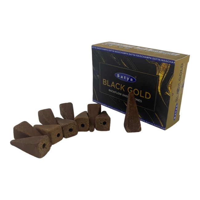 Арома-конуси зі зворотним потоком - Black Gold Backflow Dhoop Cones, Satya (Чорне Золото)