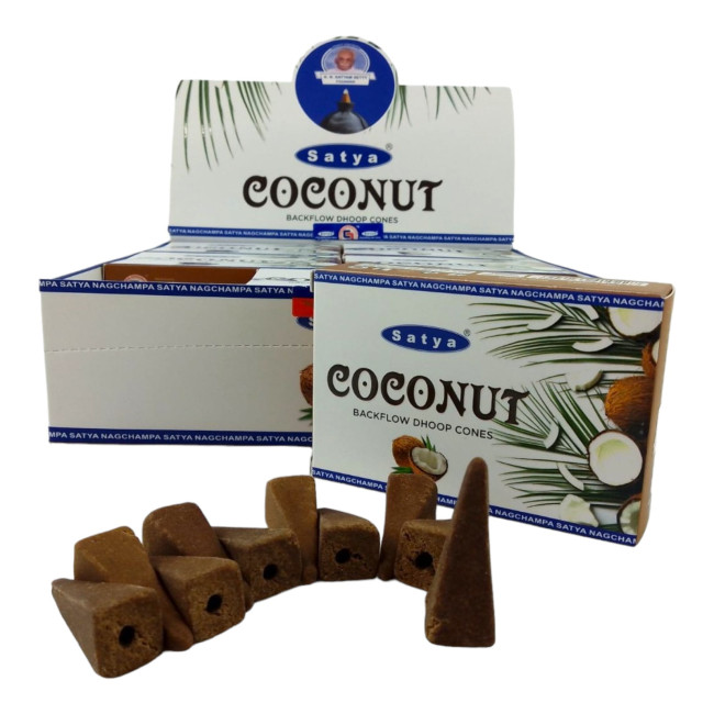 Арома-конуси зі зворотним потоком - Coconut Backflow Dhoop Cones, Satya (Кокос)