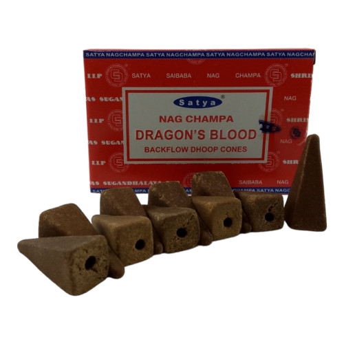 Арома-конусы с обратным потоком - Dragon's Blood, Nag champa Backflow Dhoop Cones, Satya (Кров Дракона)