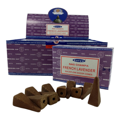 Арома-конусы с обратным потоком - French Lavender, Nag champa Backflow Dhoop Cones, Satya (Французская Лаванда)