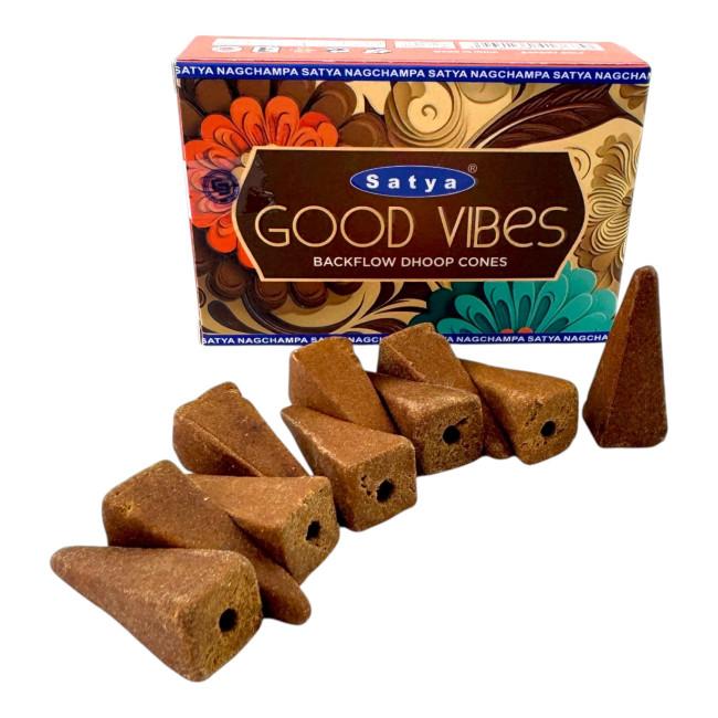 Арома-конуси зі зворотним потоком - Good Vibes Backflow Dhoop Cones, Satya (Позитивні Вібрації)