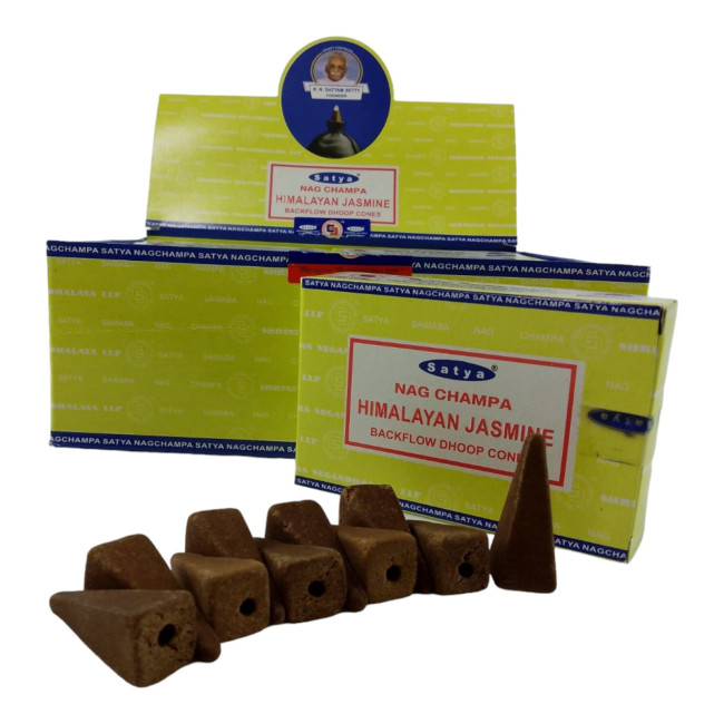 Арома-конуси зі зворотним потоком - Himalayan Jasmine, Nag champa Backflow Dhoop Cones, Satya (Гімалайський Жасмин)