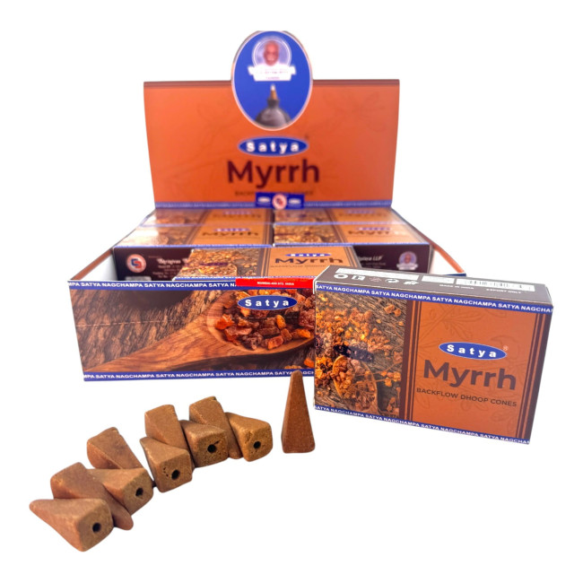 Арома-конуси зі зворотним потоком - Myrrh Backflow Dhoop Cones, Satya (Мірра)