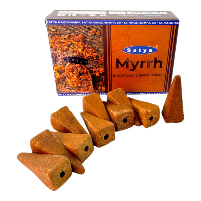 Арома-конуси зі зворотним потоком - Myrrh Backflow Dhoop Cones, Satya (Мірра)