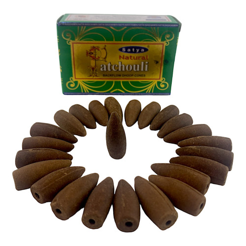 Арома-конусы с обратным потоком - Natural Patchouli Backflow Dhoop Cones, Satya (Натуральный пачули)