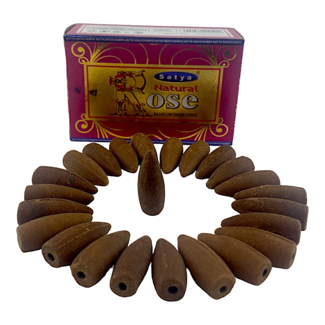 Арома-конуси зі зворотним потоком - Natural Rose Backflow Dhoop Cones, Satya (Натуральна Троянда)