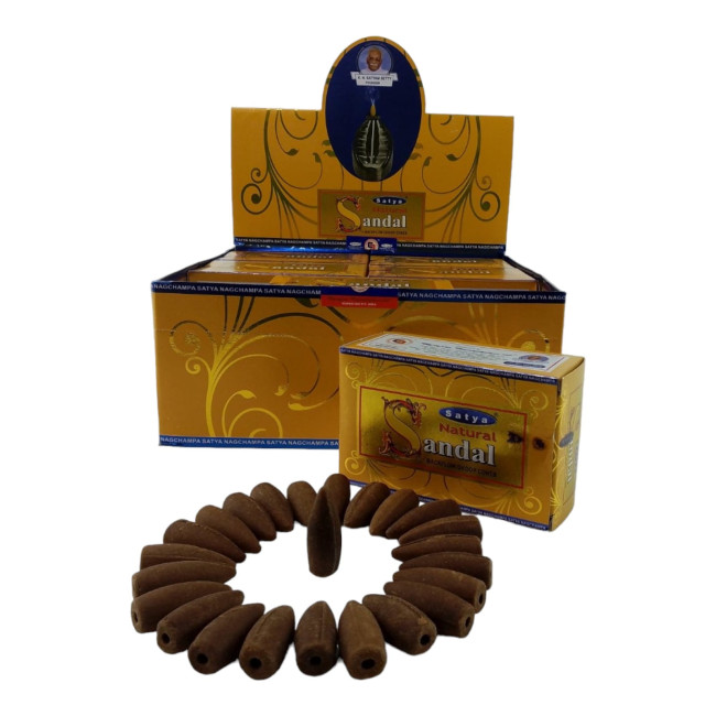 Арома-конуси зі зворотним потоком - Natural Sandal Backflow Dhoop Cones, Satya (Натуральний Сандал)