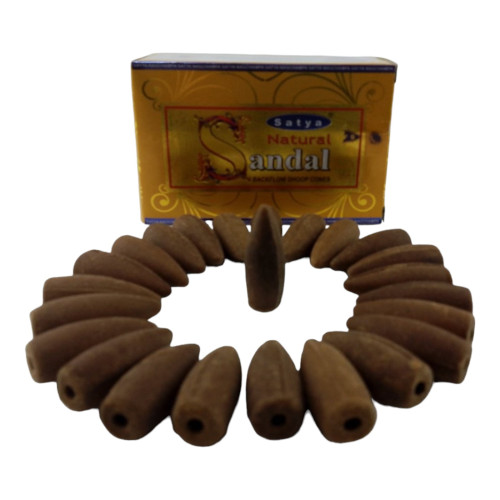 Арома-конусы с обратным потоком - Natural Sandal Backflow Dhoop Cones, Satya (Натуральный Сандал)