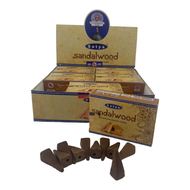 Арома-конуси зі зворотним потоком - Sandalwood Backflow Dhoop Cones, Satya (Сандалове дерево)