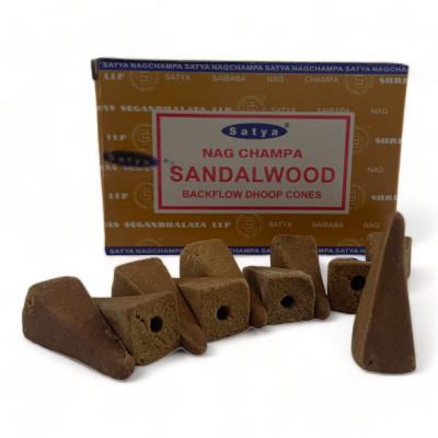 Арома-конусы с обратным потоком - Sandalwood, Nag champa Backflow Dhoop Cones, Satya (Сандаловое дерево)
