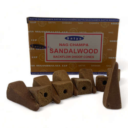 Арома-конусы с обратным потоком - Sandalwood, Nag champa Backflow Dhoop Cones, Satya (Сандаловое дерево)