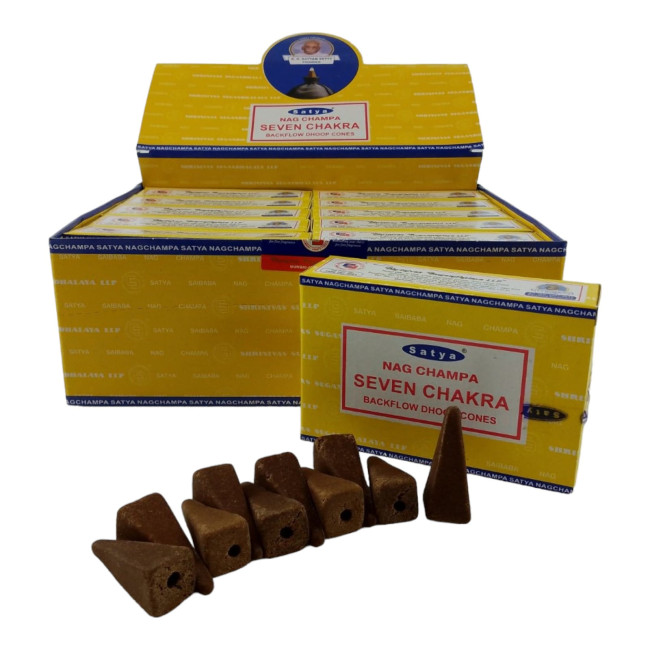 Арома-конуси зі зворотним потоком - Seven Chakra, Nag champa Backflow Dhoop Cones, Satya (Сьома Чакра) Арома-конуси зі зворотним потоком - Seven Chakra, Nag champa Backflow Dhoop Cones, Satya (Сьома Чакра)