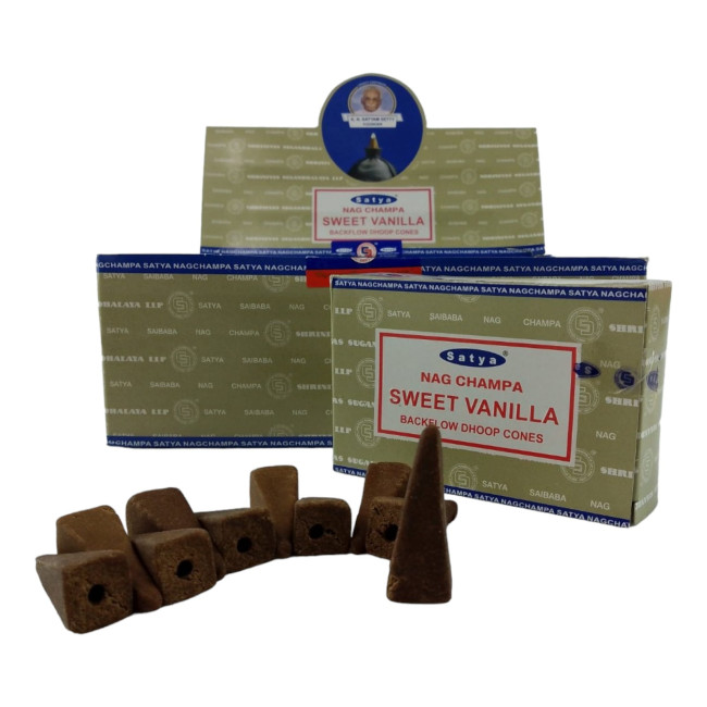 Арома-конуси зі зворотним потоком - Sweet Vanilla, Nag champa Backflow Dhoop Cones, Satya (Солодка Ваніль) Арома-конуси зі зворотним потоком - Sweet Vanilla, Nag champa Backflow Dhoop Cones, Satya (Солодка Ваніль)