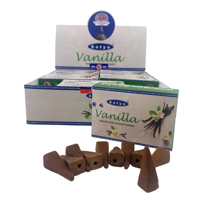Арома-конуси зі зворотним потоком - Vanilla Backflow Dhoop Cones, Satya (Ваніль)