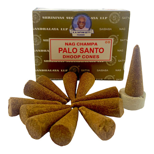 Пыльцевые благовония арома-конусы - Palo Santo, Nag champa Dhoop Cones, Масала Satya (Священное Дерево)