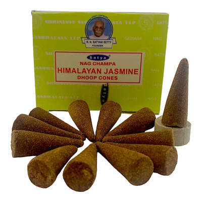 Пыльцевые благовония арома-конусы - Himalayan Jasmine, Nag champa Dhoop Cones, Масала Satya (Гималайский Жасмин)