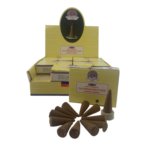 Пыльцевые благовония арома-конусы - Californian White Sage, Nag champa Dhoop Cones, Масала Satya (Калифорнийский белый шалфей)
