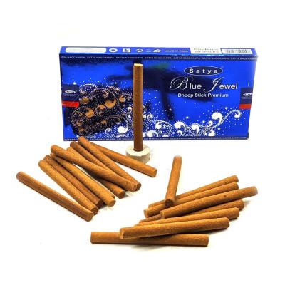 Безосновные благовония - Blue Jewel, Premium Dhoop Sticks, Satya (Голубая Жемчужина)