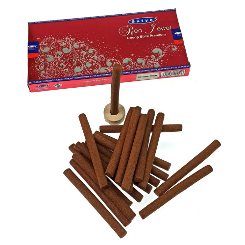 Безосновные благовония - Red Jewel, Premium Dhoop Sticks, Satya (Красный Драгоценный Камень)
