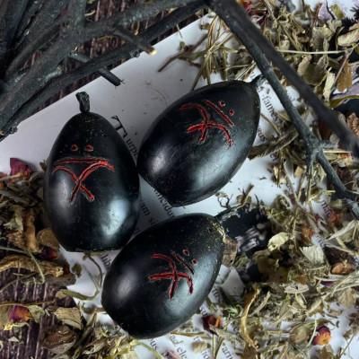 Воскова чорна свічка - Чорні яйця з полином для ритуалу очищення, набір 3 шт (6 см)