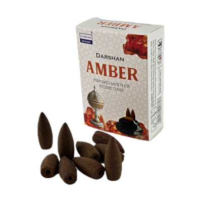 Арома-конусы с обратным потоком - Amber Backflow Dhoop Cones, Darshan (Янтарь)