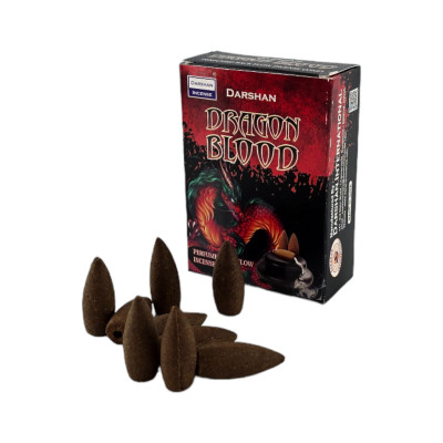 Арома-конусы с обратным потоком - Dragon Blood Backflow Dhoop Cones, Darshan (Кровь Дракона)