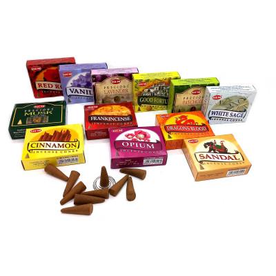 Набор пыльцевых благовоний арома-конусы - Assorted Perfumed Incense, Масала HEM (Конусы в ассортименте, 480 шт.)