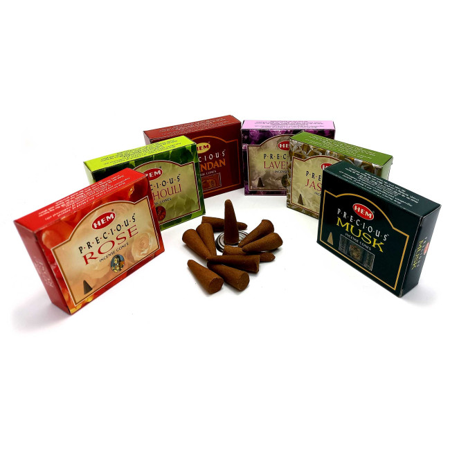 Набір пилкових пахощів арома-конуси - Precious Assorted Perfumed Incense Cones, Масала HEM