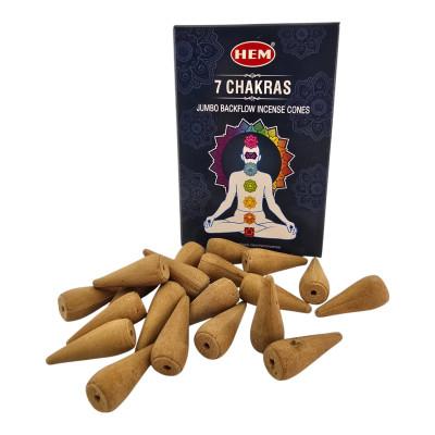 Арома-конусы с обратным потоком - 7 Chakras Jumbo Backflow Dhoop Cones, HEM (7 Чакр)