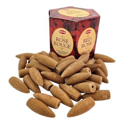 Арома-конусы с обратным потоком - Red Rose Backflow Dhoop Cones, HEM (Красная Роза)
