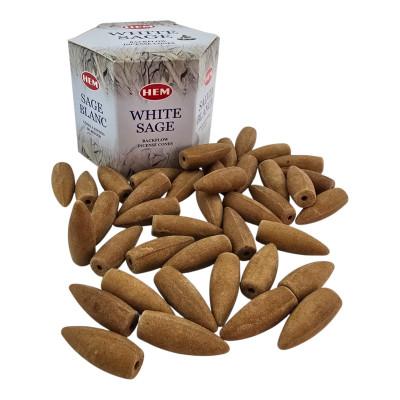 Арома-конусы с обратным потоком - White Sage Backflow Dhoop Cones, HEM (Белый Шалфей)