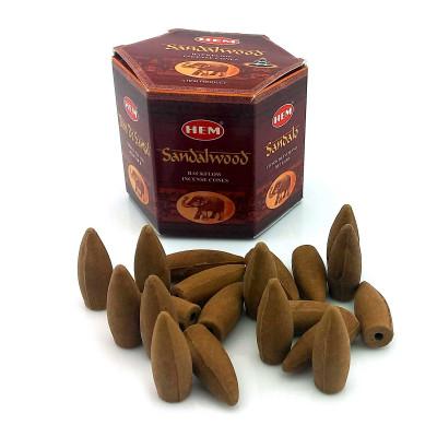 Арома-конусы с обратным потоком - Sandalwood Dhoop Cones, HEM (Сандаловое дерево)